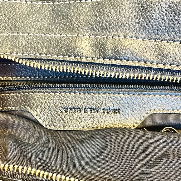 Jones New York black, leather, satchel with multiple pockets and gold hardware. - Picture 4 of 11